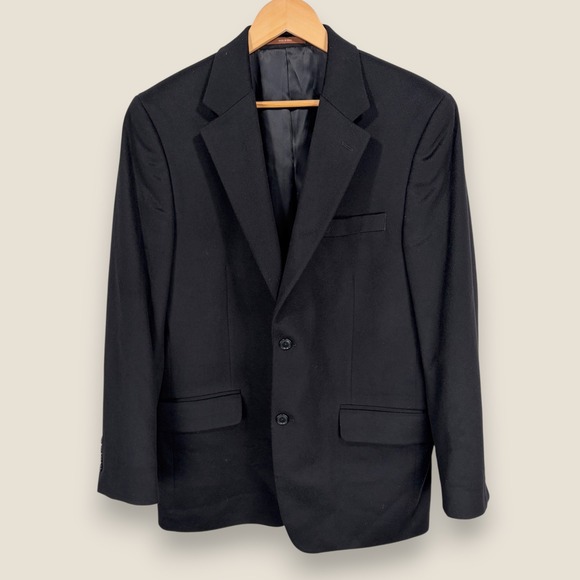 Tasso Elba 100% Cashmere Sport Coat Blazer Jacket Men 40R Black 2 Button Warm